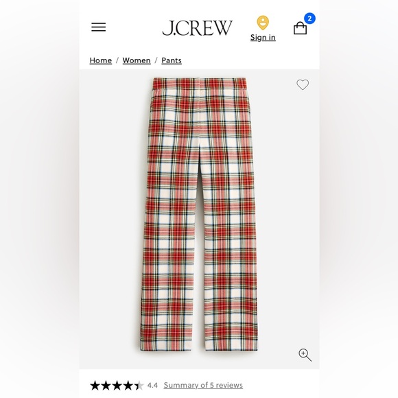 J. Crew Pants - Jcrew Willa cropped pant in Snowy Stewart tartan wool blend